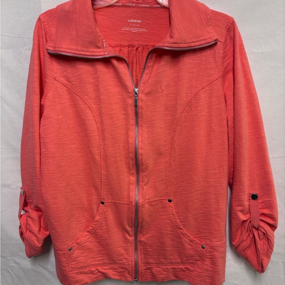 Women’s Lizwear Activewear Jacket full zip and roll-tab sleeves sz XL light soft - Picture 3 of 5